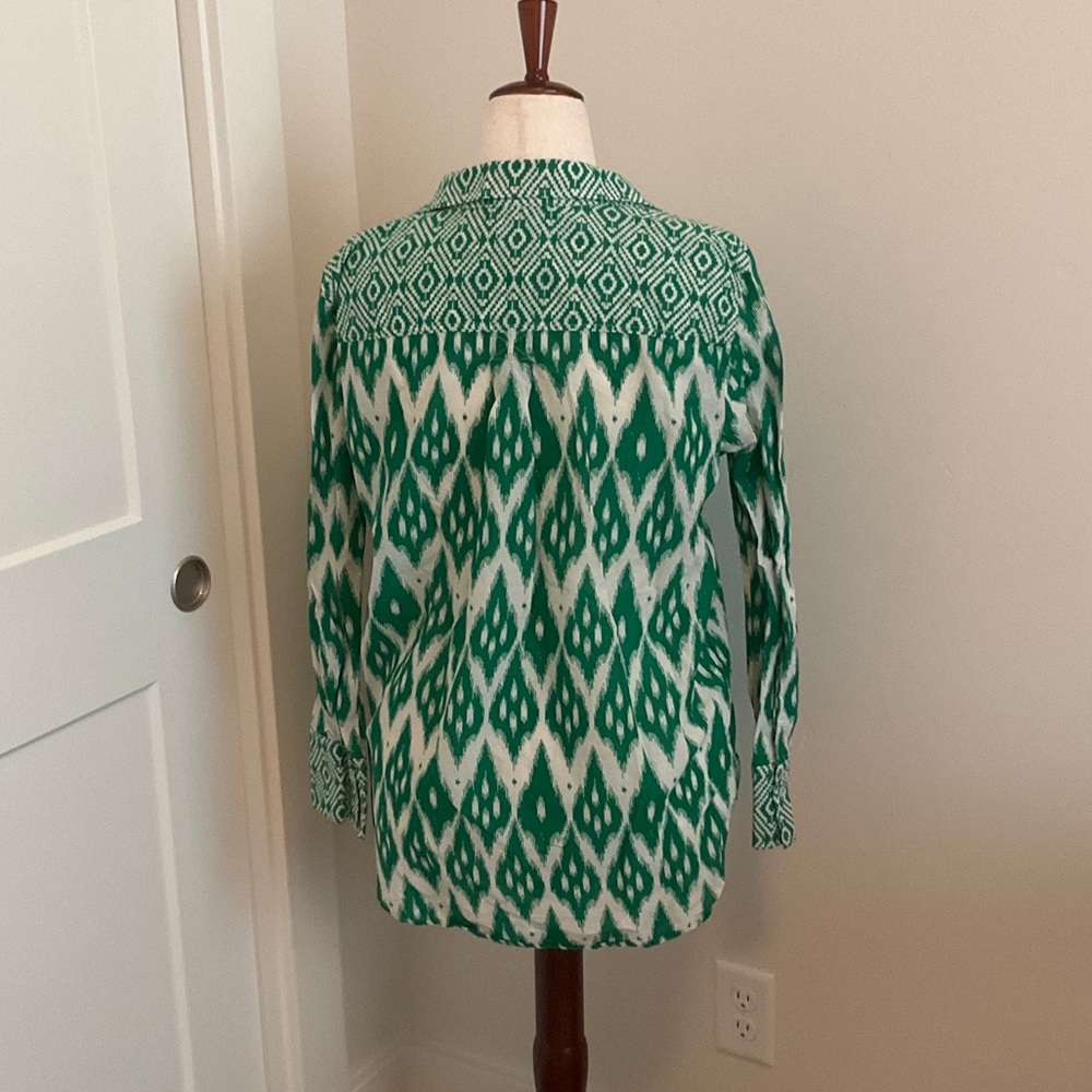 Talbots Green And White Patterned Button Down Shi… - image 4